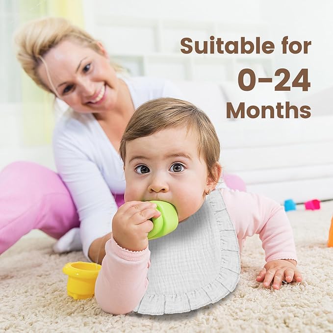 Oiomniv Muslin Baby Bibs, 6-Pack Bandana Drool Bibs Soft Cotton Adjustable Unisex Newborn, Toddler for Drooling Teething