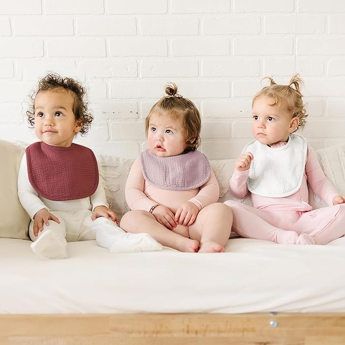 Konssy Muslin Baby Bibs 8 Pack Baby Bandana Drool Bibs Cotton for Unisex Boys and Girls, Soft Absorbent Set for Teething and Drooling