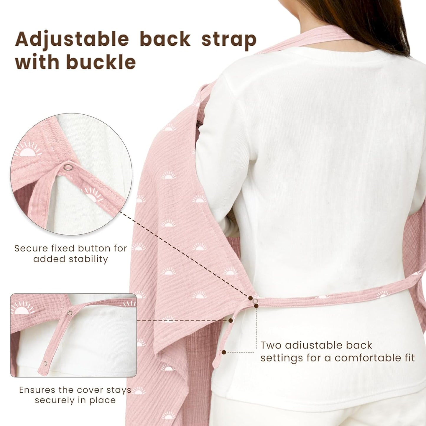 Konssy Muslin Nursing Cover for Baby Breastfeeding, Breathable 100% Cotton Breastfeeding Cover with Rigid Hoop for Mother Nursing Apron, Multi-use Carseat Canopy