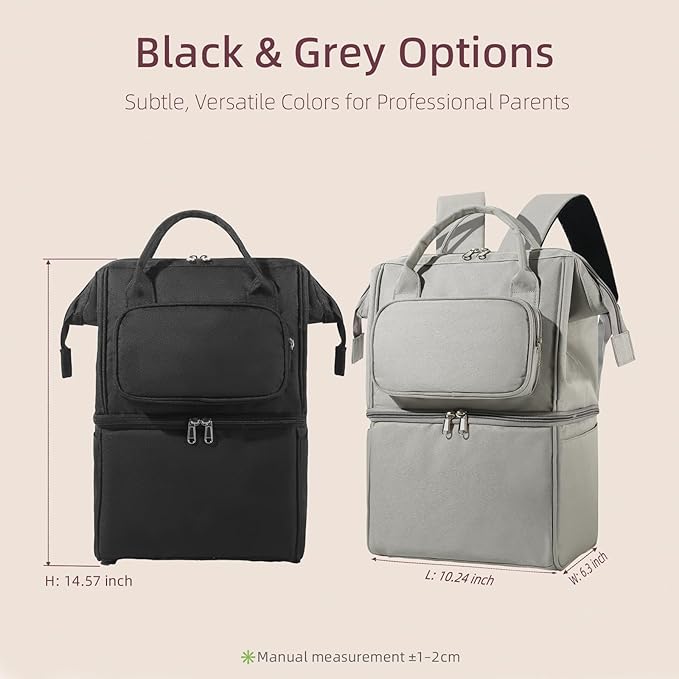 Insulated Bottle Cooler Bag, Holds 6×9oz, 18L Large 2-n-1 Backpack Lunch Bag for Nursing, Work, Daycare (Gray)