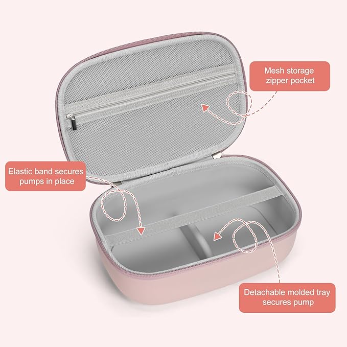 Breast Pumps Carrying Bag Compatible with Most of Wearable Breast Pumps, Hard Shell Wearable Breast Pump Bag with Waterproof Removable Tray, Breast Pump Storage Bag