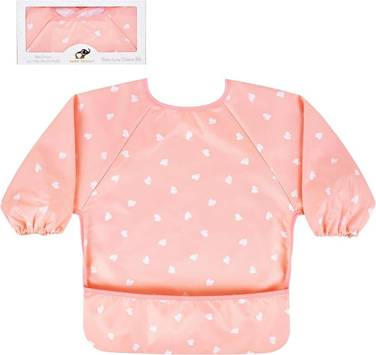 Long Sleeve Baby Bib For Eating Feeding Mess Proof Waterproof Food Smock Bibs With Pocket For Newborn Boy Girl