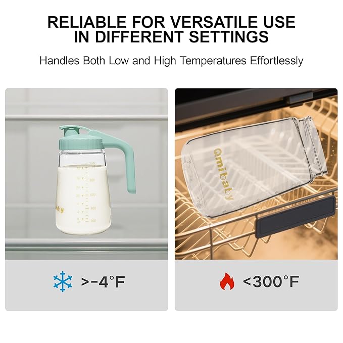 34oz Breast Milk Pitcher, Breast Milk Storage Containers for Fridge, Breastfeeding Essentials with Sealing Ring, No Leak Glass Pitcher with Handle and Lid for Ice Tea Juice Green