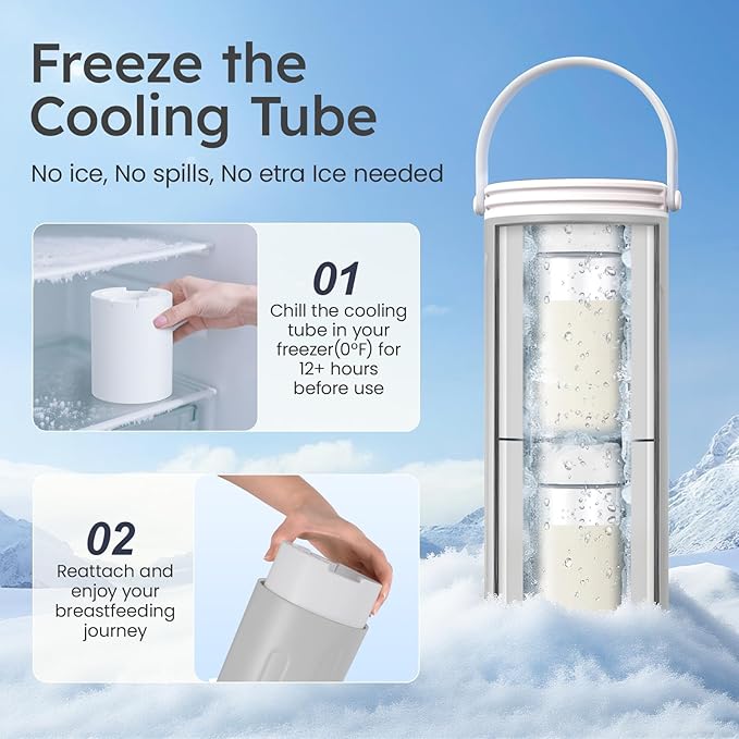 Portable Breast Milk Cooler for Travel, 22oz Large Capacity Breastmilk Chiller for Working Moms, 360° Cooling Keeps Milk Chilled 24 Hours, Includes 2 Baby Bottles, Breastfeeding Essentials