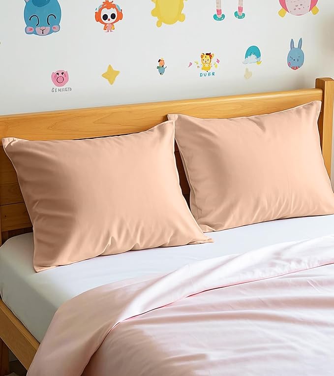 Deep Dream Toddler Pillowcases for 13x18 Pillow 2 Pack, 100% Cotton Travel Pillow Case Cover, 600 Thread Count Cotton Pillow Covers, Soft & Breathable Small Pillow Cases Envelope Closure, Champagne
