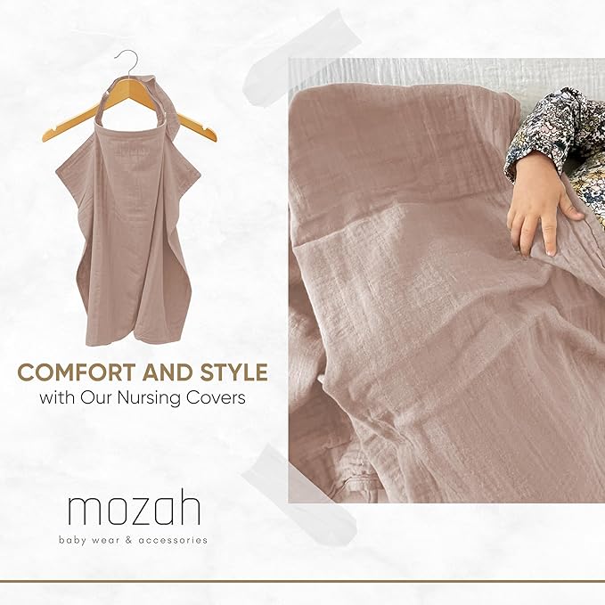 MOZAH Organic Muslin Swaddle Blankets - Grey White- 2 Pack - for Baby Boy or Girl - Ideal for Newborns, Toddlers & Registry Essentials