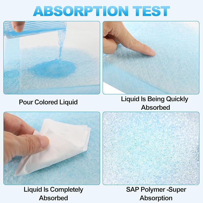 100 Pack Disposable Changing Pads,Waterproof Baby Disposable Underpads,Soft Absorbent Waterproof Diaper Changing Pad for Baby Incontinence with Moisture Protector,23.6 x 17.7Inch(Blue)