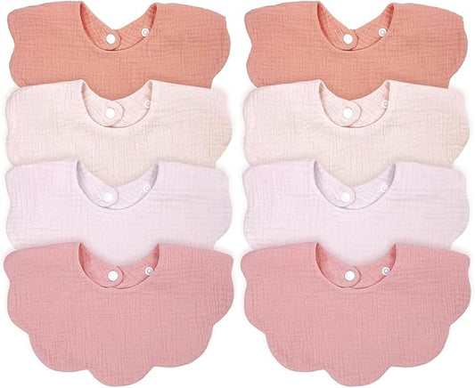 Baby Bibs Muslin Bibs 8 Pack for Drooling and Teething for Unisex Girls Boys
