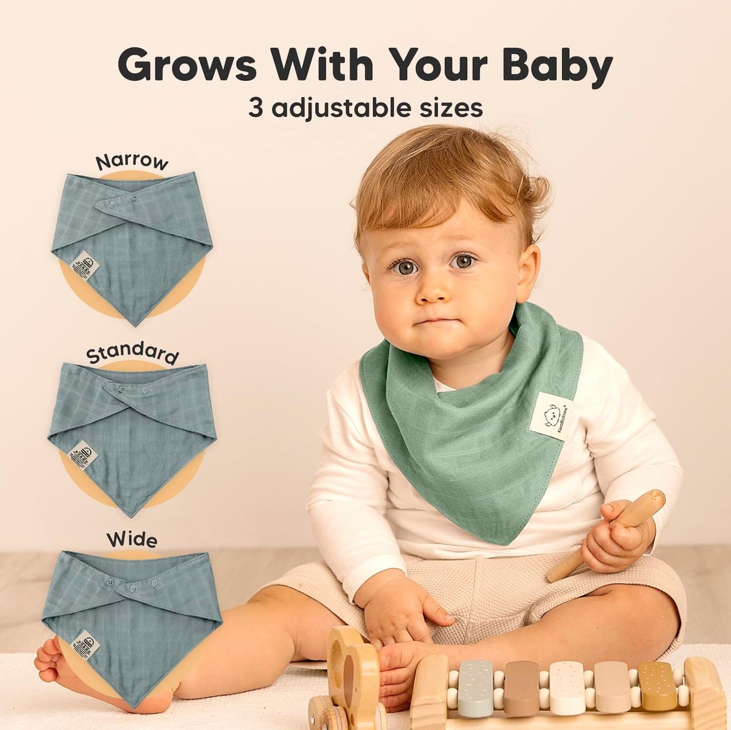 8-Pack Muslin Baby Bibs for Boys, Girls - Muslin Bandana Drool Bibs for Baby Girl & Boy, Drooling Newborn, Teething Toddler, Infant 0-36 Months, 100% Cotton Extra Absorbent & Soft (Mirage)