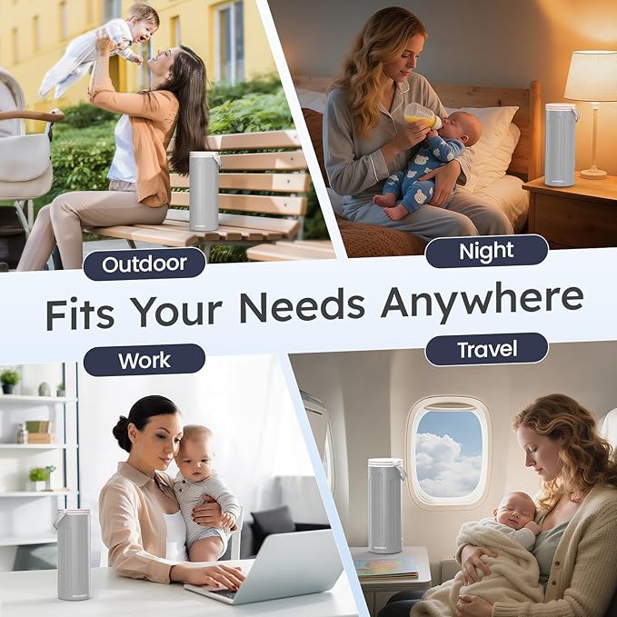 Portable Breast Milk Cooler for Travel, 22oz Large Capacity Breastmilk Chiller for Working Moms, 360° Cooling Keeps Milk Chilled 24 Hours, Includes 2 Baby Bottles, Breastfeeding Essentials