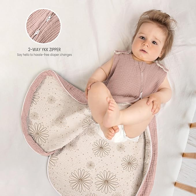 lulumoon Sleep Sack Muslin for Baby: Cotton Wearable Blanket for 3-9 Months - Soft Lightweight Ideal for Nursery Lounge Nighttime Naptime