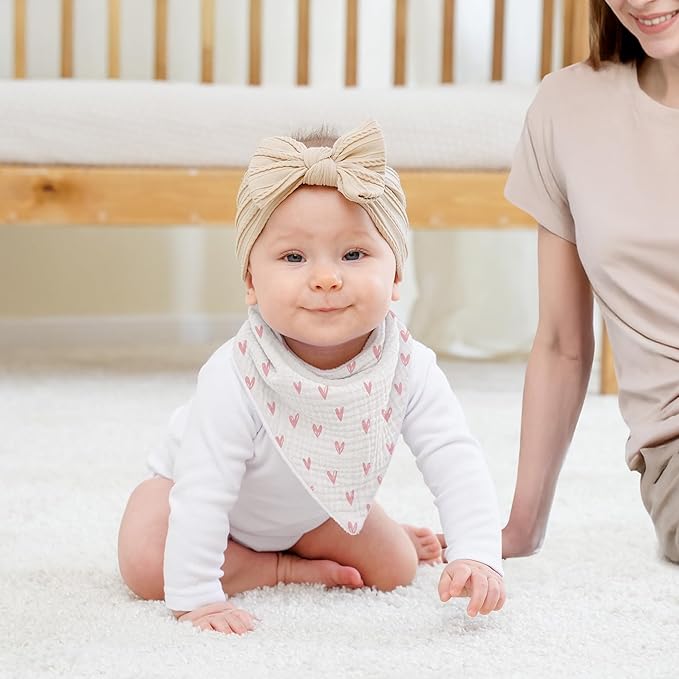 Susurration Muslin Baby Drool Bibs 6Pack Soft Triangular Adjustable Baby Bandana Bibs for Unisex Baby Girls & Boys