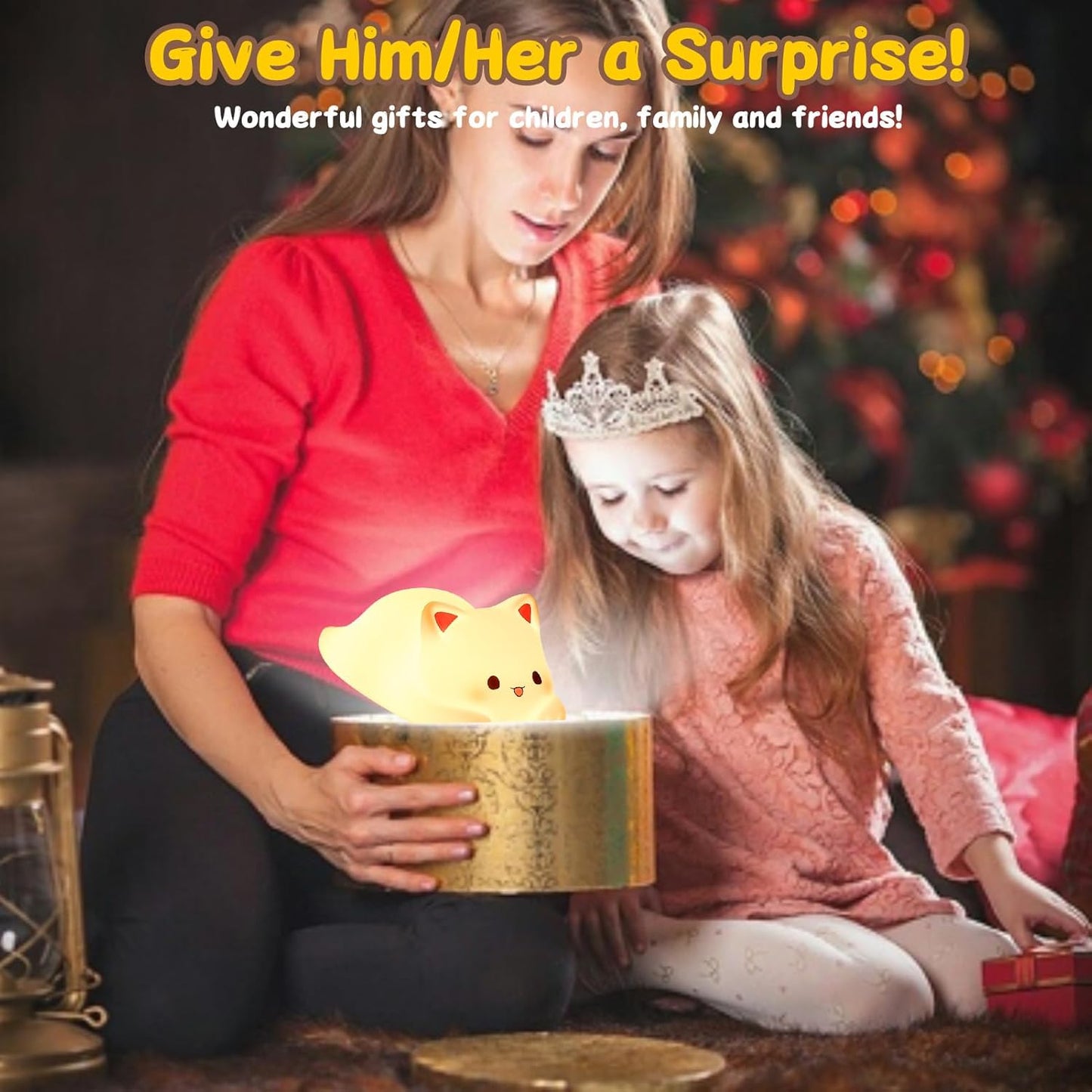 Tremdwoto Cat Night Light for Kids,Cute Colorful Night Light Baby Girl Squishy Night Light Lamp 1/3 Hour Timer Kitty Light Dimmable Nursery Lamp Nightlight (cat-Playing)