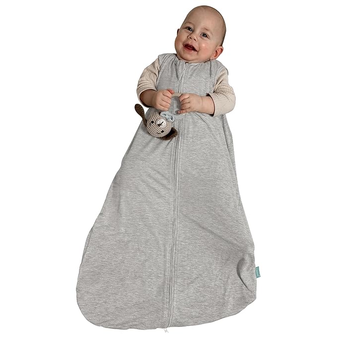 Rayon Made from Bamboo Sleep Sack, 0.5 TOG Wearable Blanket Baby, Sleep Sack 6-12 Months for Spring and Summer, Grey