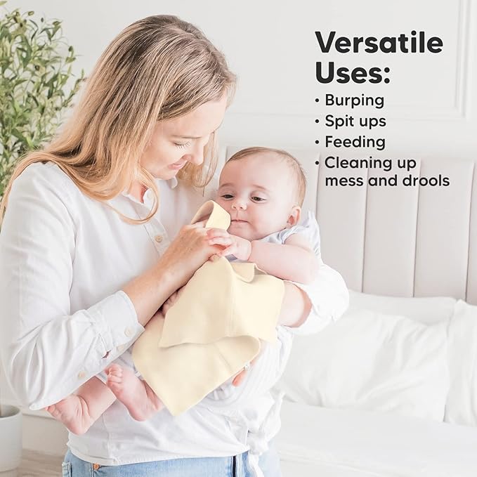 Organic Burp Cloths Baby Boy, Girl - 6-Pack Large Cotton Burping Cloths for Babies, Spit Up Rags, Super Absorbent, Ultra Soft Newborn Rag, Gender Neutral, Machine Washable, Durable(Terracotta)