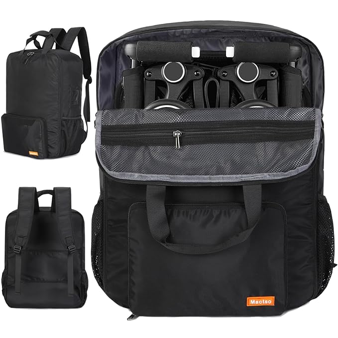 Mactso Stroller Travel Bag Compatible with GB Pockit Air Plus All Terrain and GB Pockit + All City, Lightweight Stroller Travel Backpack for Airplane (Black, L)