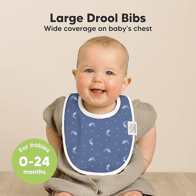 8-Pack Organic Baby Bibs for Boys, Girls - Soft Cotton Drooling and Teething Bibs for Baby Girl & Boy, Extra Absorbent, Easy to Clean & Put On for Toddler, Newborn, Infant 0-24 Months (Marine Muse)
