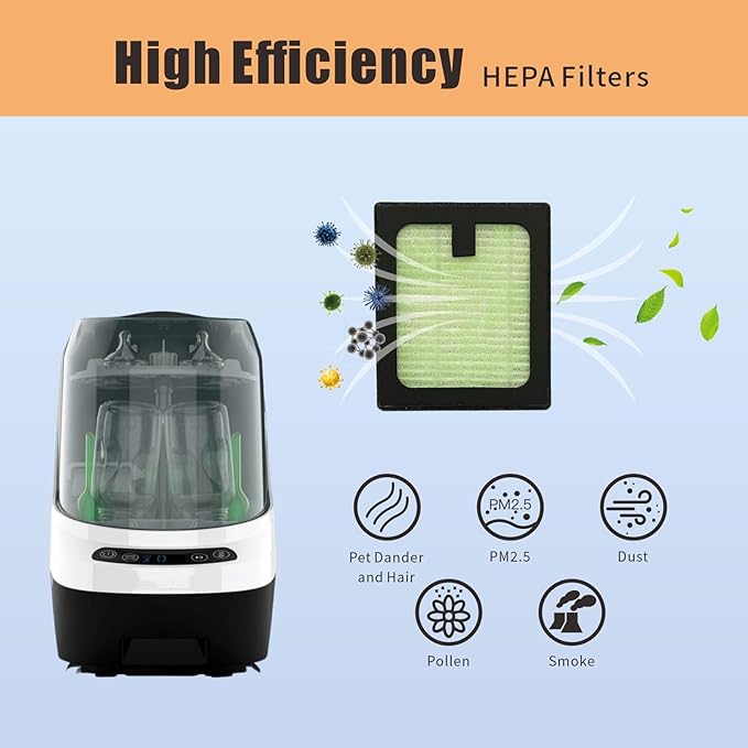 4 Pack HEPA Filter Replacement for Baby Brezza Baby Bottle Washer Pro, High Efficiency H13 True HEPA Filter, Air Clean Dust