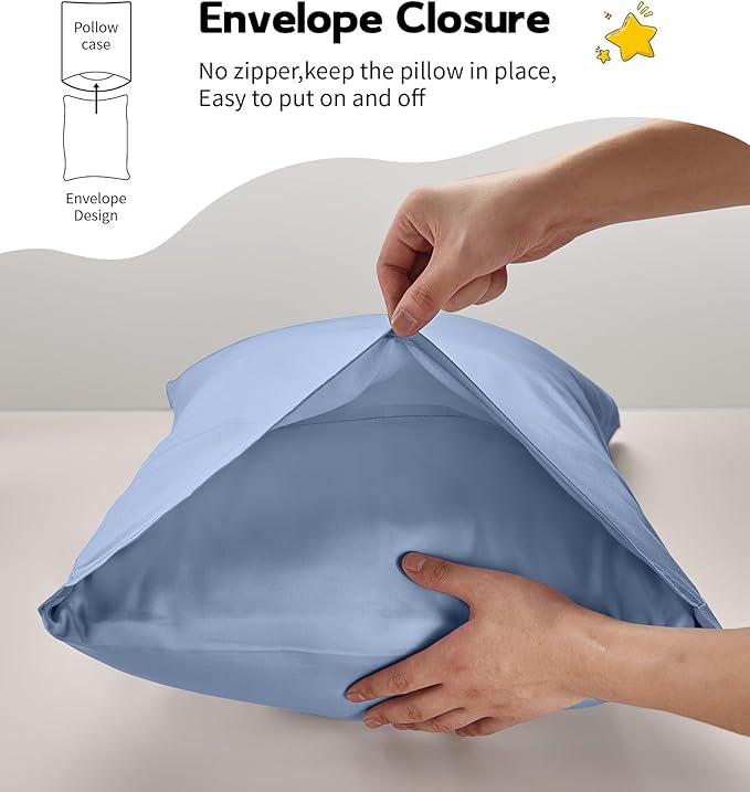 Deep Dream Toddler Pillowcases for 13x18 Pillow 2 Pack, 100% Cotton Travel Pillow Case Cover, 600 Thread Count Cotton Pillow Covers, Soft & Breathable Small Pillow Cases Envelope Closure, Gray Blue