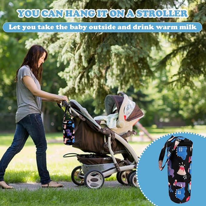 Insulated Baby Bottle Bags - Portable Travel Feeding Bag to Keep Milk Warm - Thermal Insulated for Newborn Toddler (Black)