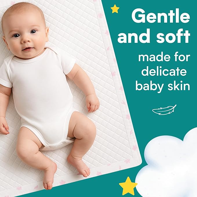 Eli with Love Disposable Baby Changing Pads - Soft, Waterproof & Leakproof Liners Absorbent Underpads - Large Travel Size Diaper Changing Mat for Home, Car, Diaper Bag - (60 Pack, Floral)