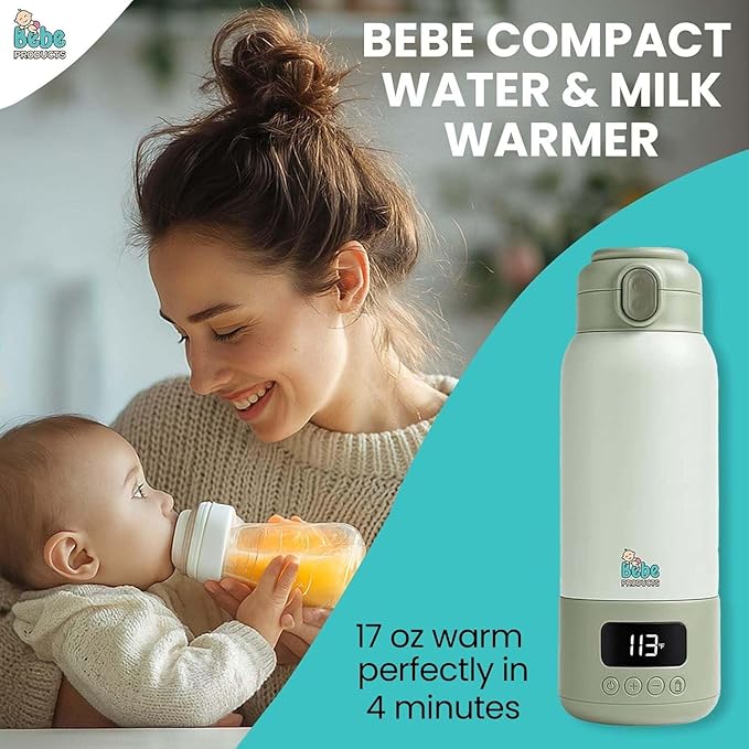 Portable Bottle Warmer for Travel 17oz, 45W Fast Charge, Long Battery Life, 316 Stainless Steel, LED Display, Fast Heating, Precise Temp Control, Safety Lock Cordless, Perfect for Indoor & Outdoor Use