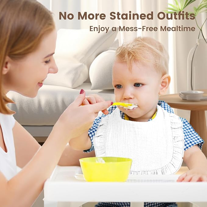 Oiomniv Muslin Baby Bibs, 6-Pack Bandana Drool Bibs Soft Cotton Adjustable Unisex Newborn, Toddler for Drooling Teething