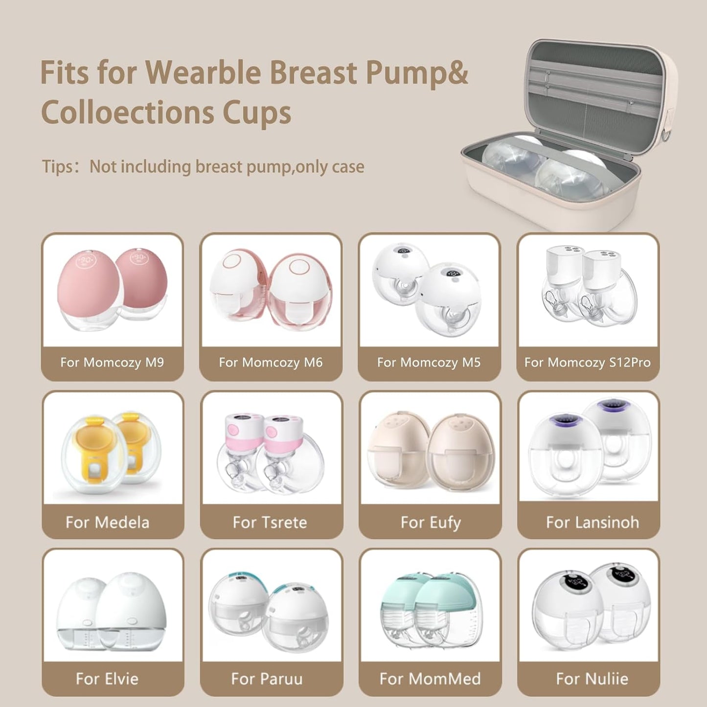 Wearable Breast Pumps Carrying Bag for Hands-Free Breast Pump, Hard Shell Case with Adjustable Crossbody Strap, On-The-Go Storage Pump Case for Momcozy/Willow/eufy/Nuliie/Paruu/Lansinoh