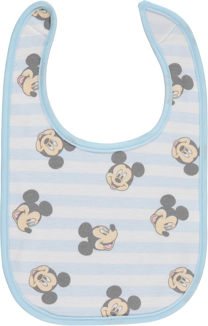 Disney 10-Pack Mickey Mouse Baby Bibs – Ten Soft, Absorbent, and Adjustable Cotton Bibs for Mess Free Meals