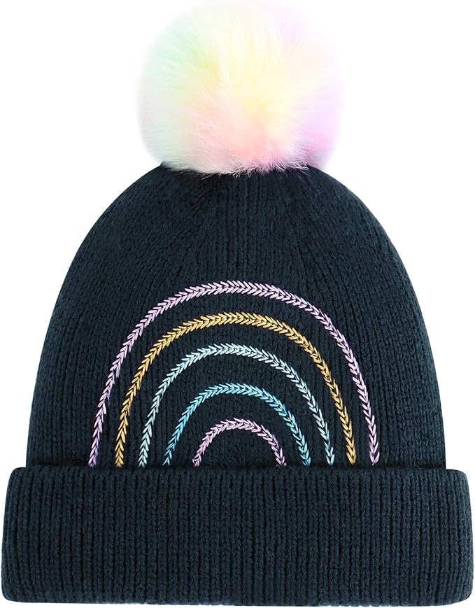 Girls Winter Hat Warm Toddler Beanie with Pom Pom Winter Hats for Baby and Kids