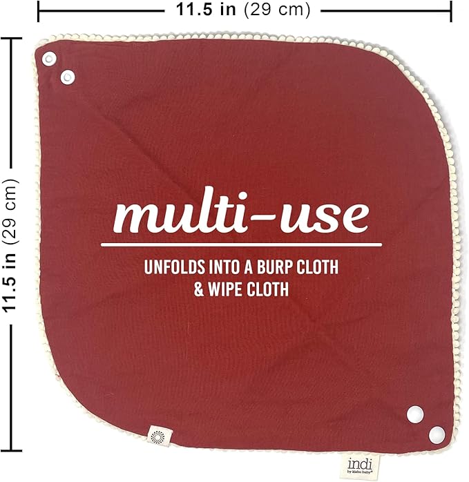 Kishu Baby Indi - Fairtrade Organic Baby Bibs for Girls or Boys - Rounded, 4-Way Reversible, 8 Layer Muslin Drool Bibs