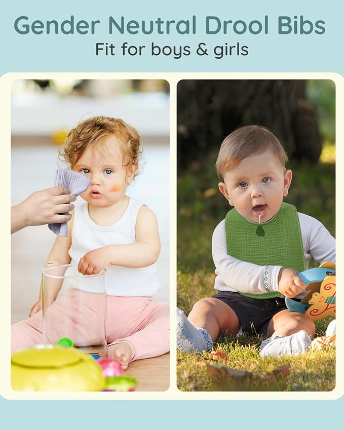 Lilian&Gema Baby Bibs 8 Pack Baby Drool Bibs for Unisex Boys Girls,Soft Cotton Bibs for Teething and Drooling Newborn