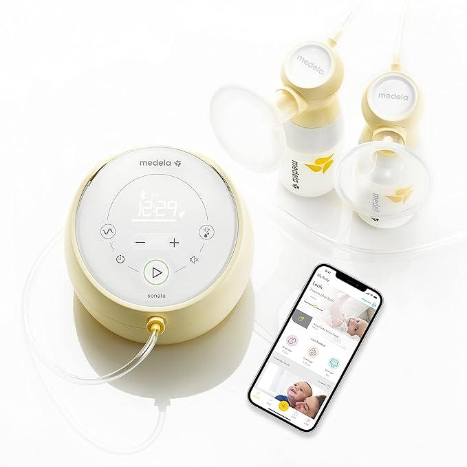 Medela Sonata Smart Breast Pump, Hospital Performance Double Electric Breastpump, Rechargeable, Flex Breast Shields, Touch Screen Display, Connects to Medela Family App
