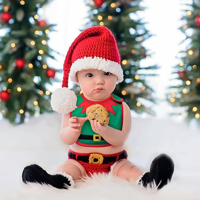 3Pcs Christmas Baby Cotton Bibs with Resin Button Newborn Infant Bibs Christmas Keepsake Baby Gift for Drooling Feeding