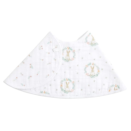aden + anais Essentials Burpy Bib, 100% Cotton Muslin, Soft Absorbent 4 Layers, Multi-Use Burp Cloth and Bib, 22.5" X 11", Single, Blushing Bunnies