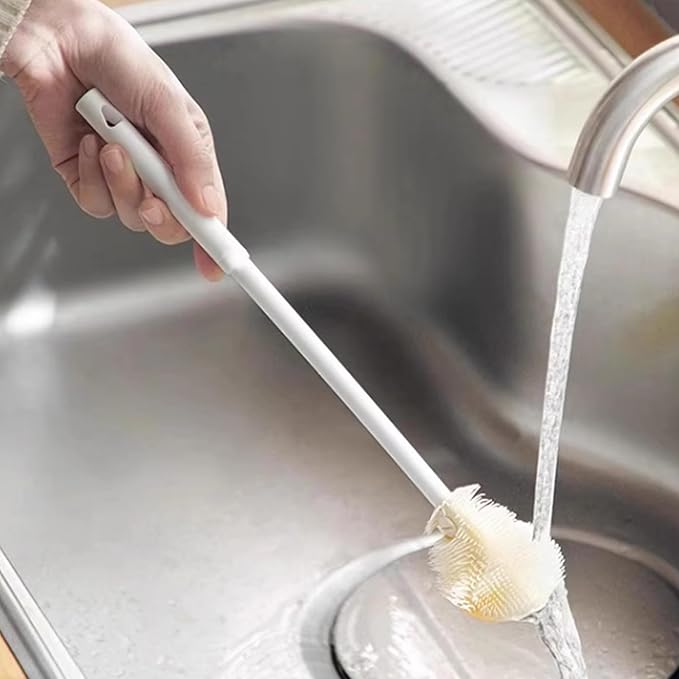 360° Flexible Silicone Bottle Brush with Long Handle, 2025 New Bottle Cleaning Brush, Deep Cleaning Brush for Narrow Neck Bottles, Water Bottles, Baby Bottles, Flasks Soft Bottle Brush (1PC)