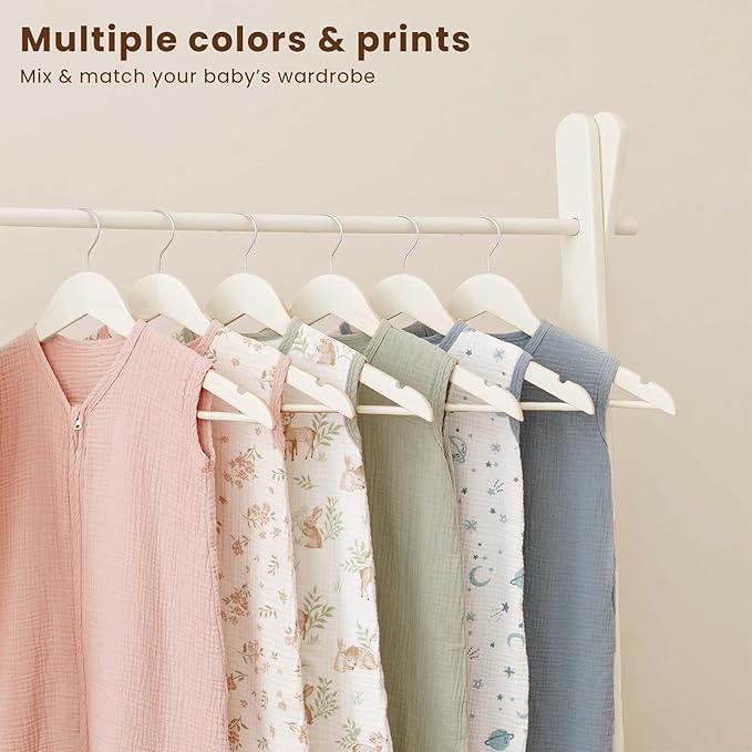 Konssy Muslin Baby Sleep Sack 6-12 Months 0.8 TOG, 2 Pack 100% Cotton Wearable Blanket for Babies, 2-Way Zipper Breathable Sleeping Sack Infant Toddler Essentials for Girls and Boys (Woodland,Sage)