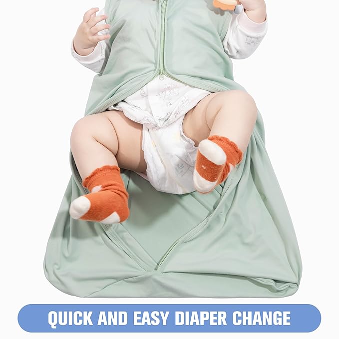 Baby Sleep Sack 6-12 Months Baby Wearable Blanket 100% Rayon Cotton 2-Way Zipper Toddler Sleeping Sack，Comfy Soft Lightweight TOG 0.3