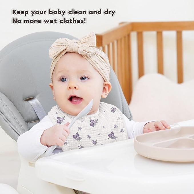 Susurration Muslin Baby Drool Bibs 6Pack Soft Square Adjustable Baby Bandana Bibs for Unisex Girls & Boys