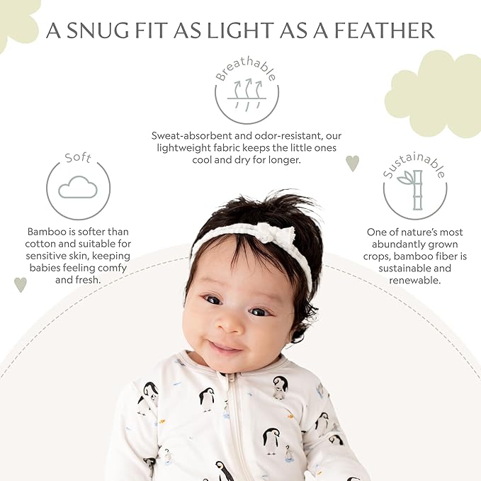 Bamboo Little Soft Baby Footie Pajamas, Baby Clothes, Newborn Sleepers, 95% Viscose and 5% Spandex, 0-24 Months