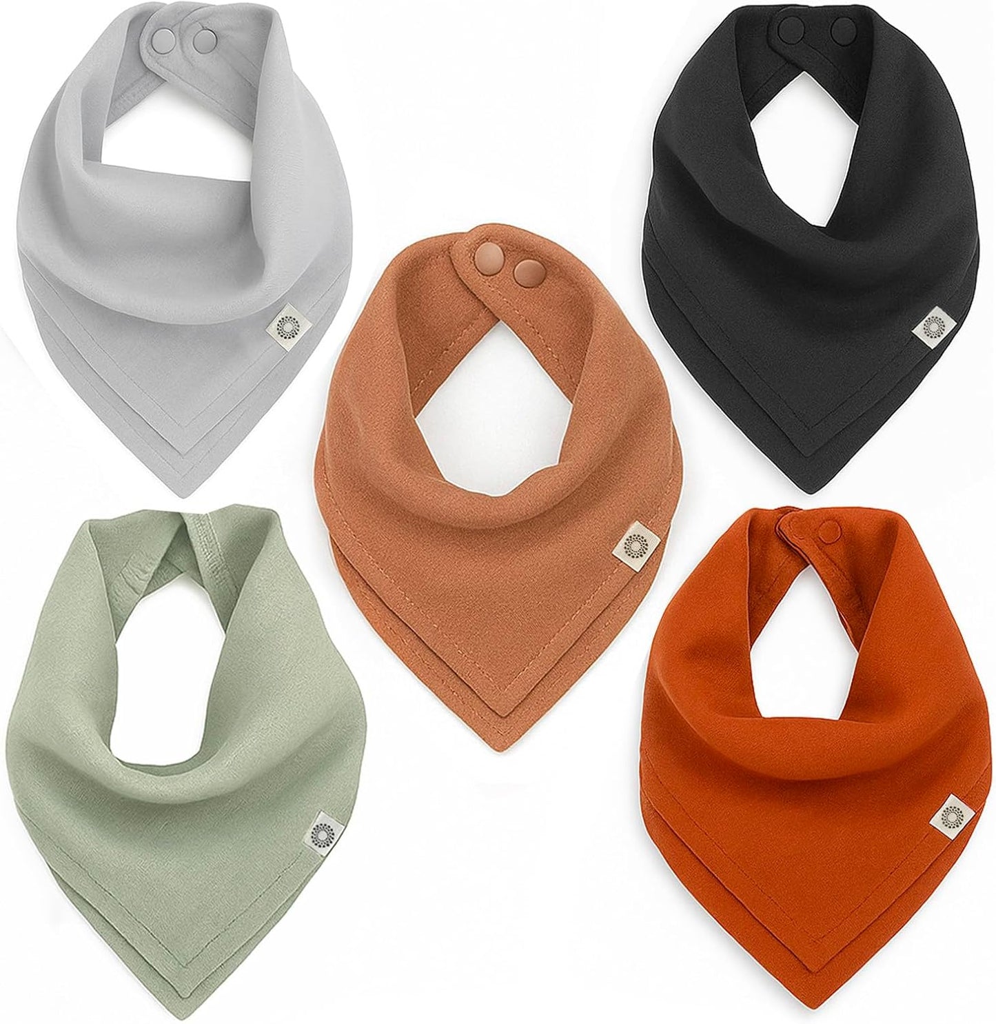 Kishu Baby Indi Organic Baby Bandana Bibs – Fairtrade 4-Way Reversible Drool Bibs for Boys & Girls – Unisex (Set of 5)