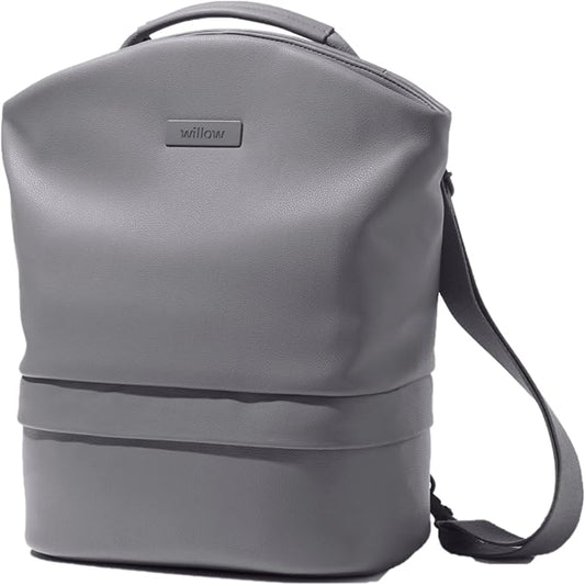 Willow Breast Pump Bag, Grey, Breast Milk Cooler and Pump Bag with Pockets, Convertible and Adjustable Tote for Hands Free Wearable Breast Pumps, Wear as Backpack, Crossbody or Shoulder Bag