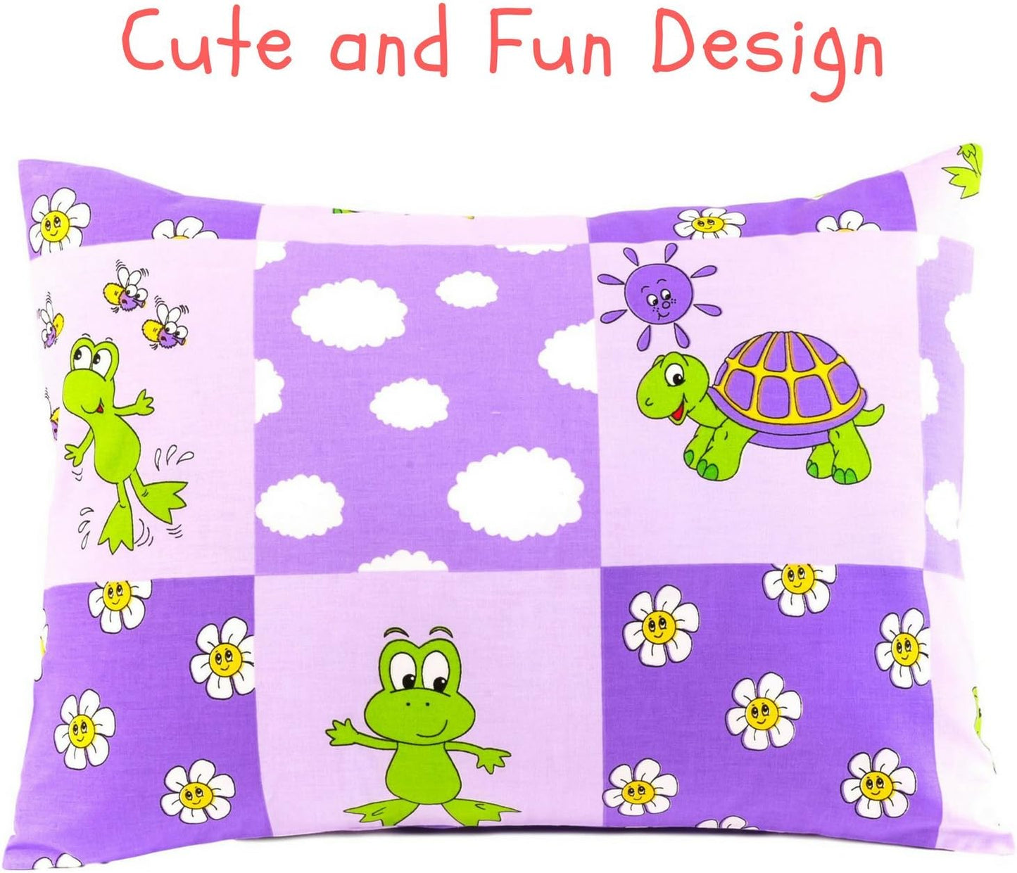 Toddler Pillowcase 13x18 by Comfy Turtles, 100 Natural Cotton, or Get a Smile from a Kid with Cute Animals of this Soft Pillow Cover for Boys and Girls (Mauve Turtles)