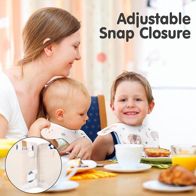 JaGely 12 Pack 360° Rotate Baby Bibs Waterproof Bibs Baby Girl Muslin Bib Snap Cotton Absorbent Infant Drool Feeding Burp Cloth for Infant 0-12 Months