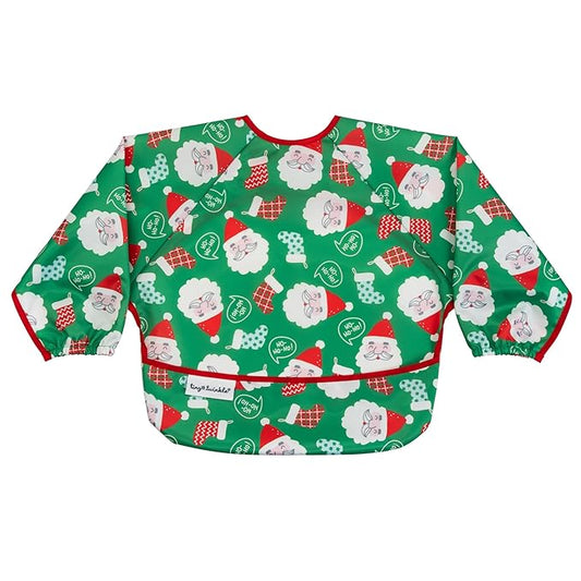 Tiny Twinkle Long Sleeve Bib for Babies & Toddlers – Waterproof Smock Bib for Eating – Machine Washable & Mess-Proof, Baby Feeding Essential & Shower Must-Have(Santa, 6–24M)