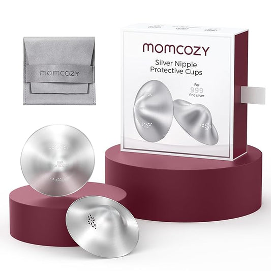 Momcozy 999 Silver Nursing Cups Original Perforated Breathable Design, Breastfeeding Essential, Nipple Shield for Nursing Newborn, XL Size