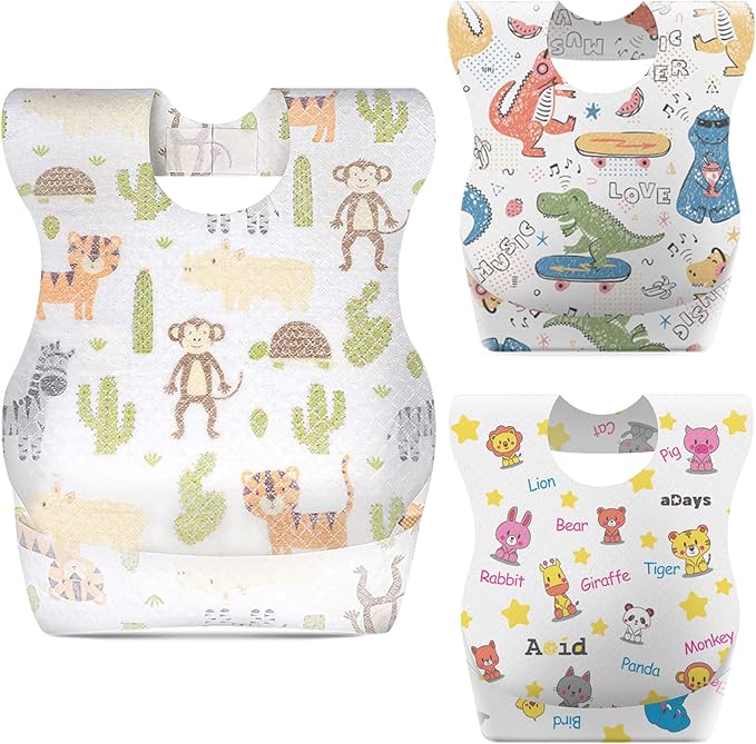 KIIS Disposable Baby Bibs for Baby Boys and Girls - Individually Packaged - Hygienic, Soft and Leakproof (20 PCS / 60 PCS)