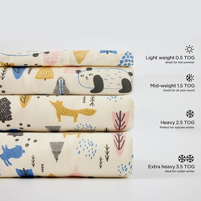 Duomiaomiao 2.5 TOG Toddler Sleep Sack 6-12 Months 100% Cotton Winter Side Open Zipper Baby Sleep Sack with Feet, Warm Toddler Wearable Blanket