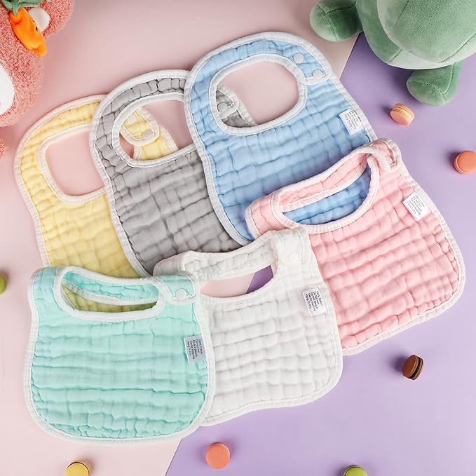 Accmor Muslin Baby Drool Bibs 6 Pack Baby Bandana Drool Bibs Soft Cotton Baby Bandana Bibs for Teething Drooling