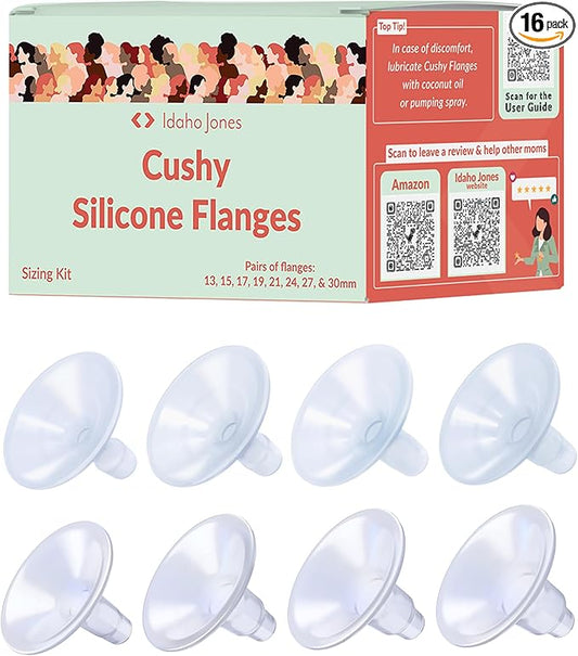 Cushy Silicone Flanges, Breast Shields - Replacement Pump Parts - for Spectra, Lansinoh, Medela Pumps - Great for Elastic Nipples - Sample Kit